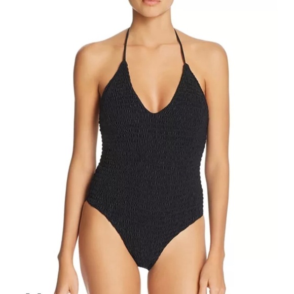 NWT  Peixoto Billie Smocked  One Piece Swimsuit in Black Size L - Picture 1 of 10